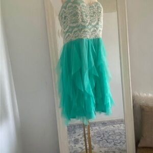 Teeze Me Mint Green Lace Tulle Ruffle Dress Size 17/18 Prom Party